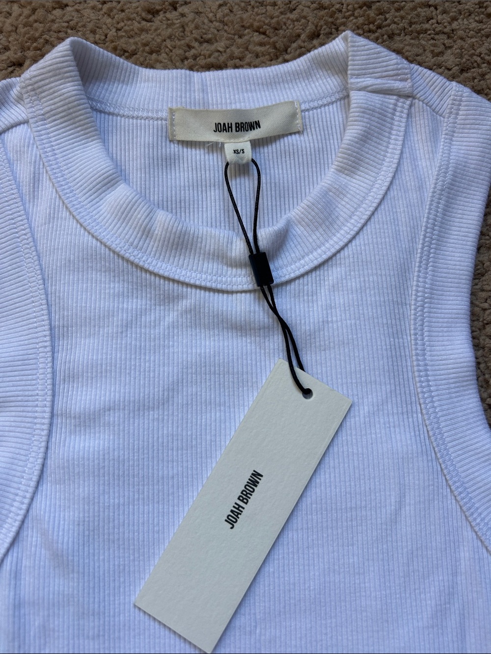 Joah Brown White Ribbed Crop Tank - Picture 2 of 6